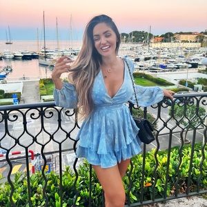 Francesca’s blue romper with waist band